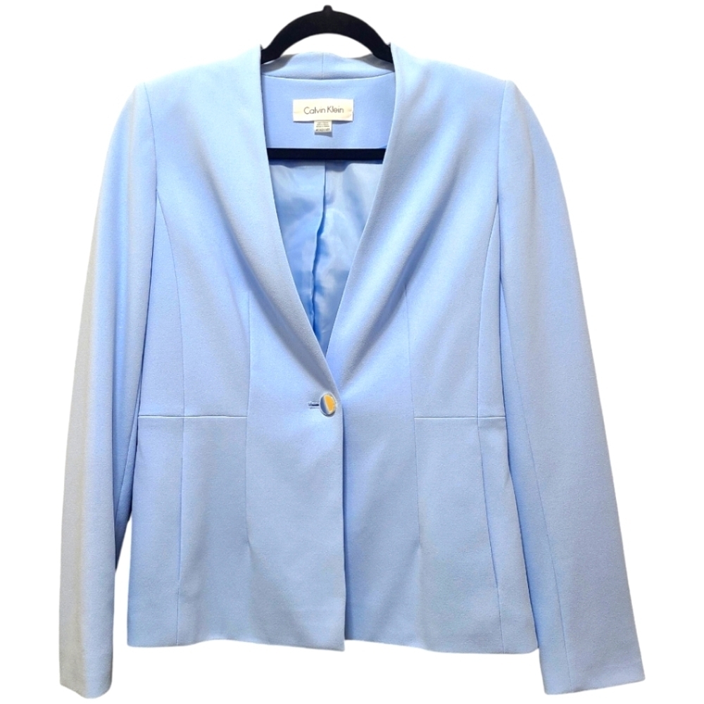 Calvin Klein Blue Open Double Front Blazer Size 4P Jacket